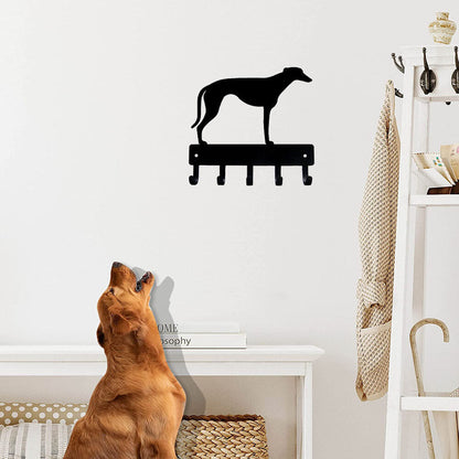 Greyhound - Key Rack & Dog Leash Hanger - 9 Inch Wide/6 Inch Wide Metal Wall Art