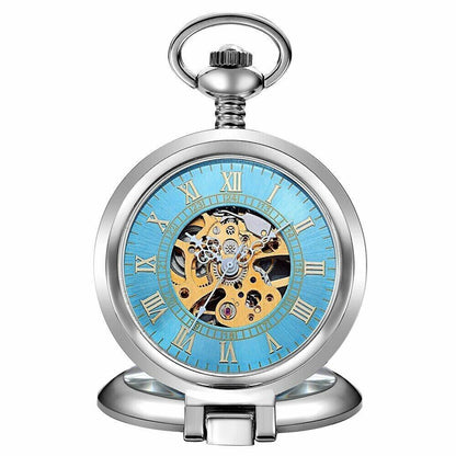 Retro Hollow Pocket Watch Mechanical Hand Wind With Fob Chain For Men And Women