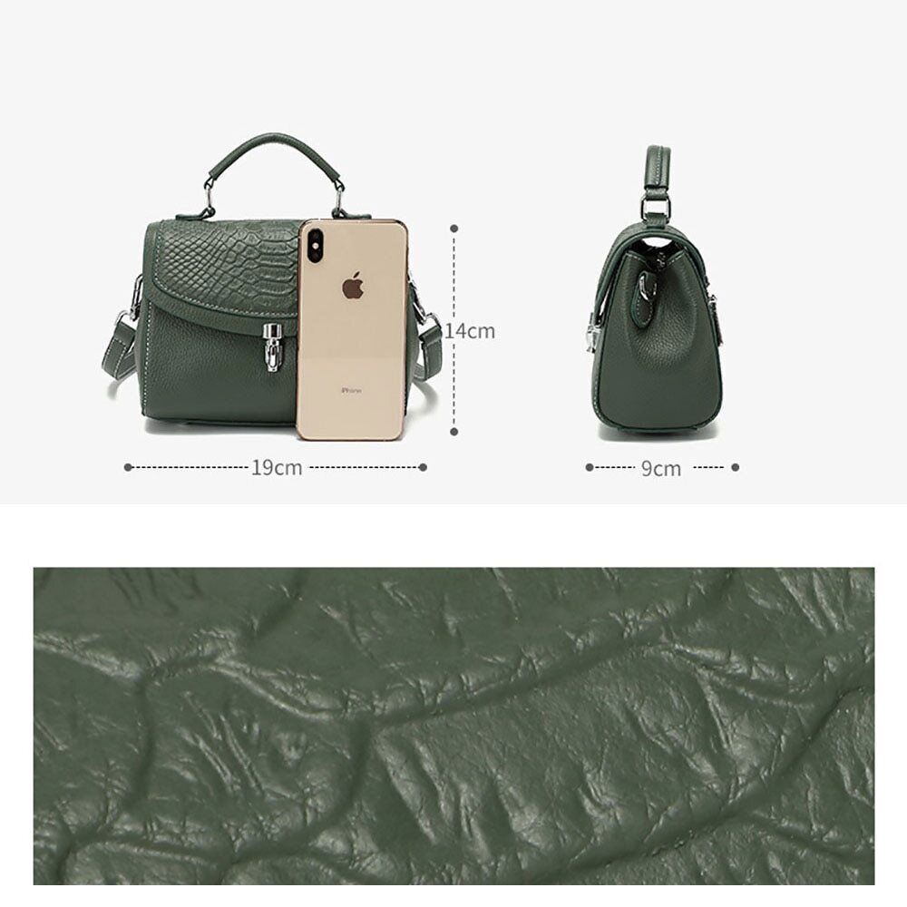 Women's Bag Genuine Leather Shoulder Bags Texture Zipper Handbags Women