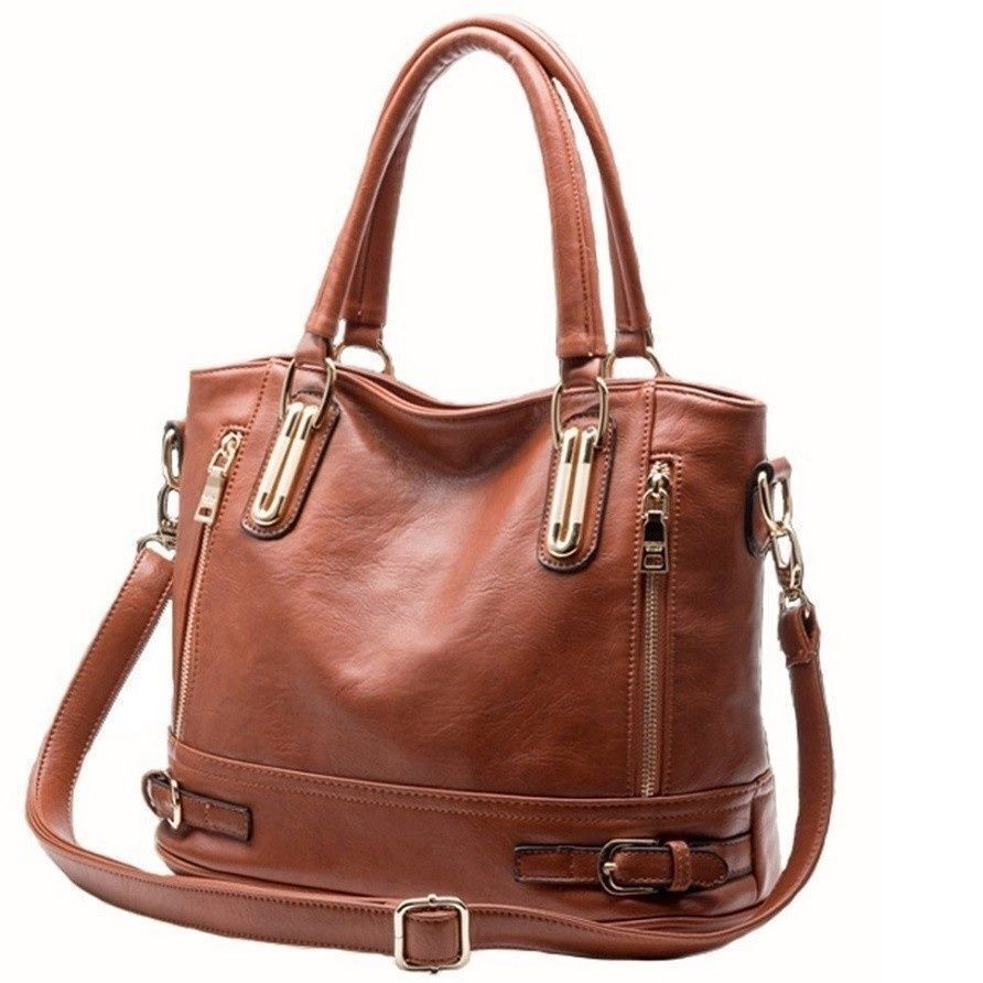 Synthetic Leather Shoulder Crossbody Bag Vintage Messenger Handbags 34*16*26 Cm