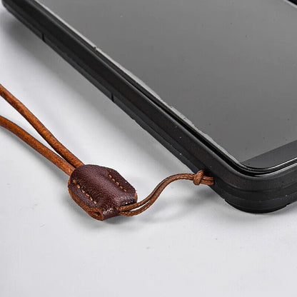 Car Keychain Genuine Leather Metal Manual Weaving Retro Rope Phone Case Lanyards