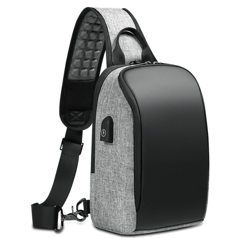 Men's Sling Backpack Oxford cloth Waterproof Crossbody Bag USB Port Outdoorsport