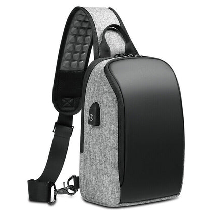 Men's Sling Backpack Oxford cloth Waterproof Crossbody Bag USB Port Outdoorsport