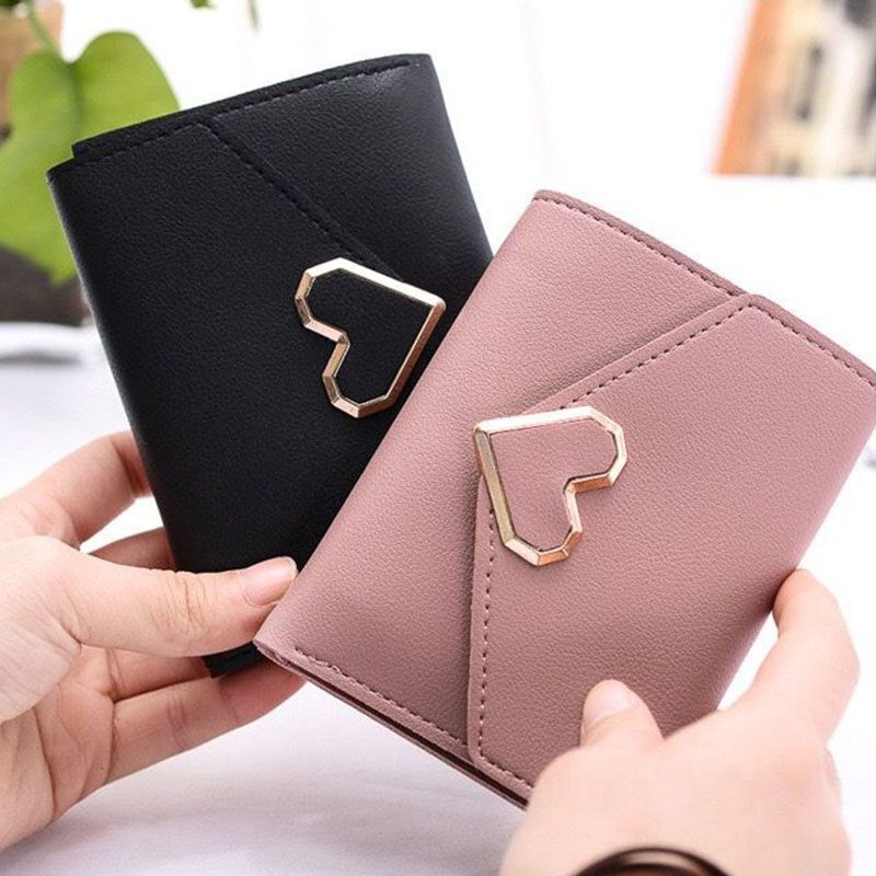 Short Wallets Synthetic Leather Purse Card Holder Wallet Small Zipper Coin Bags