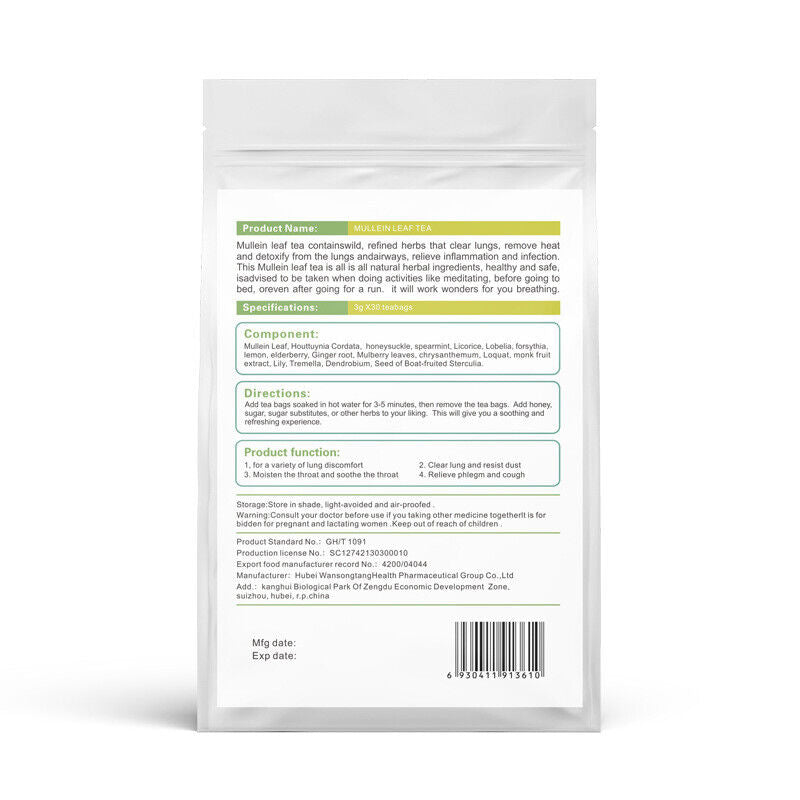 Mullein Leaf Tea Lung Clean Tea Bags Healthy Drink 3g*30bags