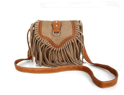 Bohemian Bag Spirit Tassel Crossbody Purse Retro Shoulder Bag 20*18*9 CM Canvas
