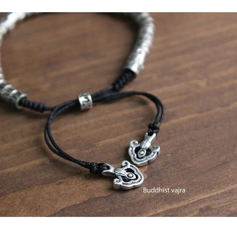 Men Bracelets Brass Traditional Tibetan Buddhism Six Words Mantra Amulets Beaded