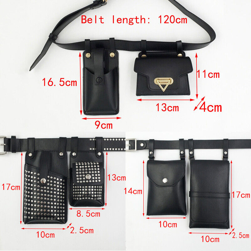 2 Piece Women's Belt Bag Waist Bags Female Leather Flap Crossbody Chest Bag