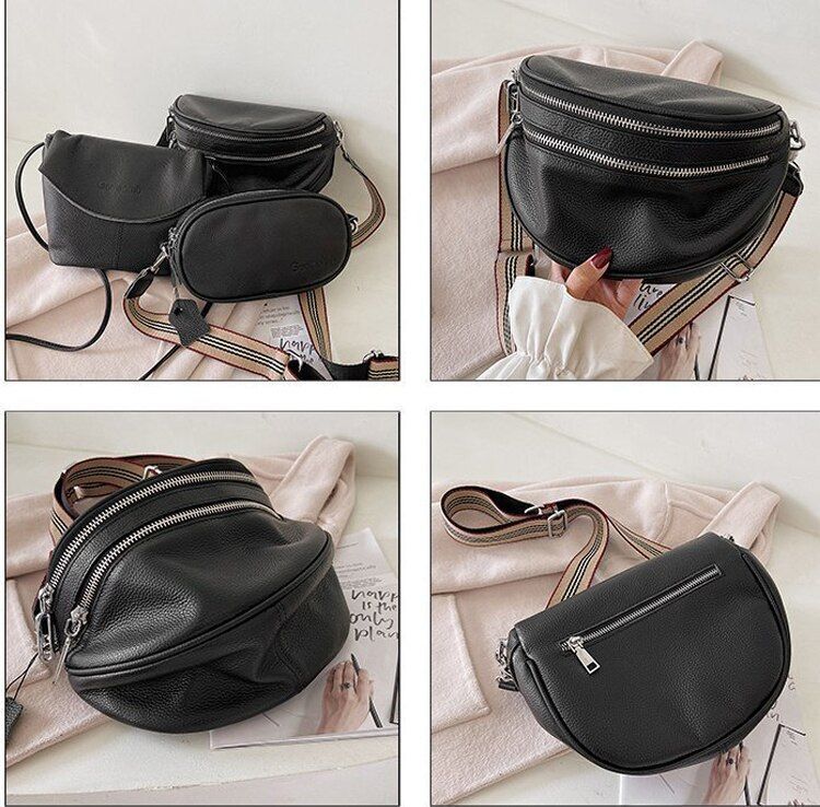 Leather Handbags Cowhide One Shoulder Shoulder Bag Diagonal Chest Bag Polyester