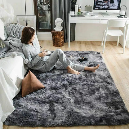 Silk Carpets Soft Living Room Bedroom Rugs Home Tie-dye Faux Fur Polyester Plush