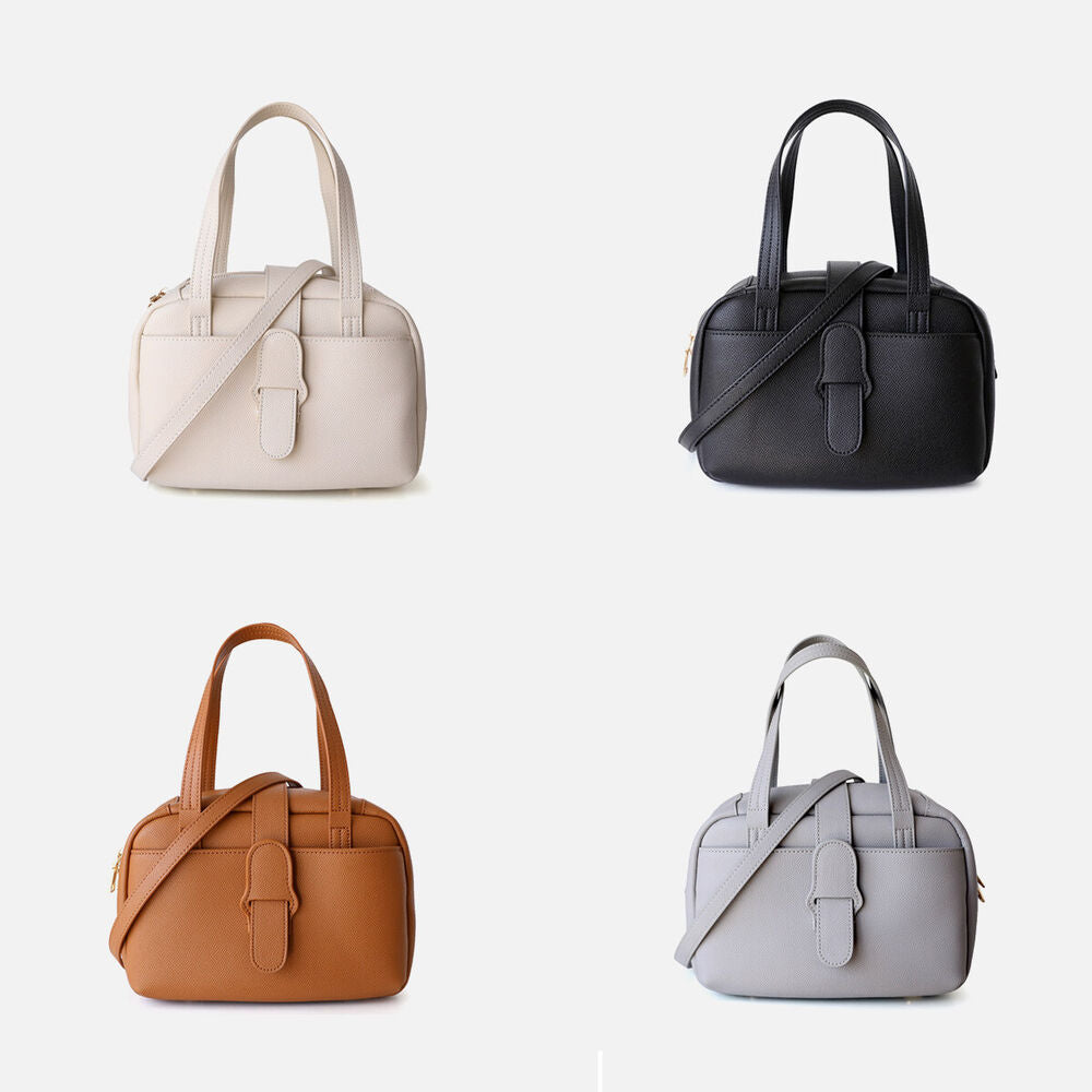 Roomy Leather Handbag Doctor Bag Purse Tote Shoulder Bag w/ Crossbody Strap