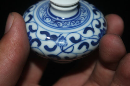 chinese porcelain blue and white porcelain snuff bottle small mini pot peking