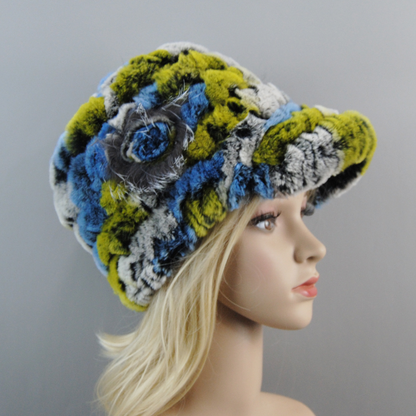 Women Winter Rabbit Fur Caps Warm Real Rabbit Fur Hats Natural Soft Knitted Hat