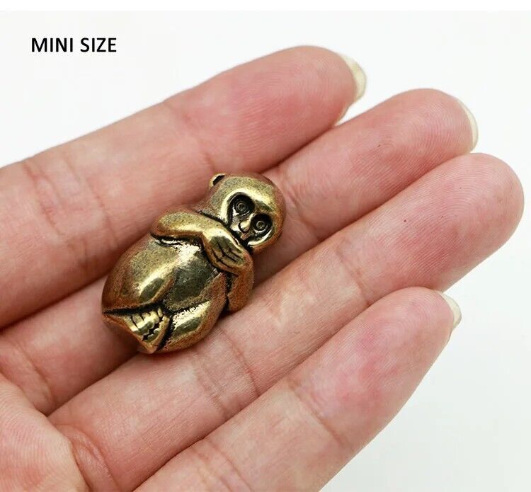 Incense Holder Mini Vintage Brass Monkey Statue Figure Home Sculptures 2.9x1.5cm