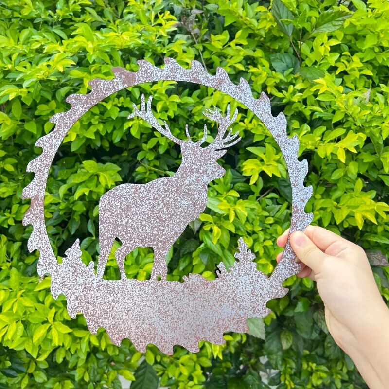 Rusty Deer Metal Crafts Outdoor Garden Yard Ornaments Hanging Art Metal Wall