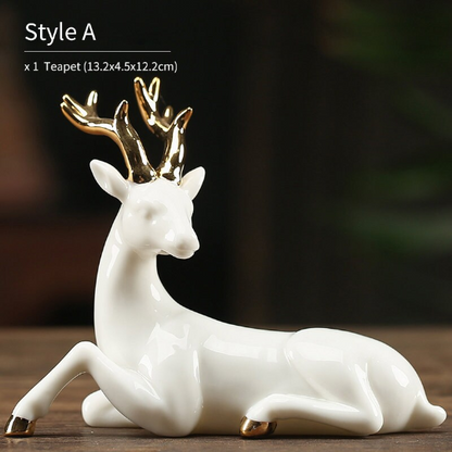 White Deer Ceramic Crafts for Home Decor Elegant Gifts from Girlfriend