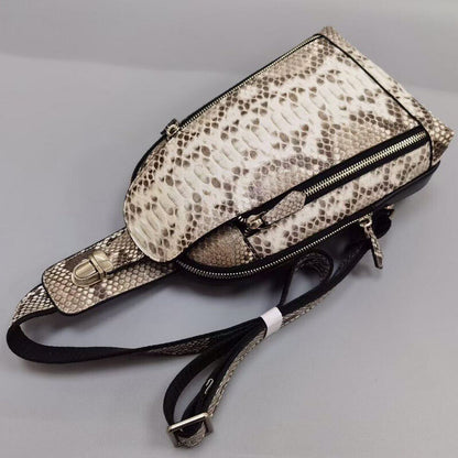 Handcrafted Python Skin Leather Crossbody Chest Bags Men's Luxury Sling Backpack