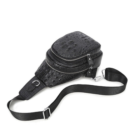 Sling Backpack Men's Genuine Leather Crocodile Crossbody/Shoulder Bag for Hiking