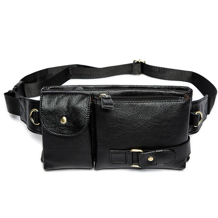 Retro Men's Real Leather Fanny Waist Pack Bag One Strap Backpack Sling Chest Bag