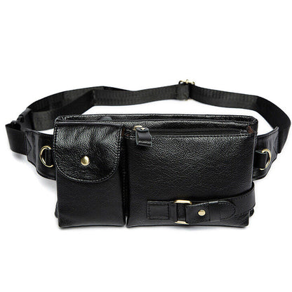 Retro Men's Real Leather Fanny Waist Pack Bag One Strap Backpack Sling Chest Bag