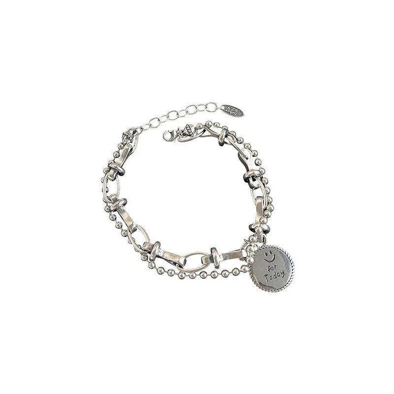 Vintage Creative Retro Punk Geometry 925 Sterling Silver Chain Women Bracelet