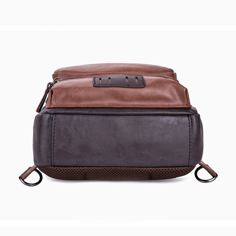 Men's Sling Backpack PU Leather Large Capacity Cross Body Bag Chest Shoulder Bag