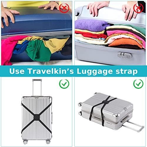 Travelkin Luggage Straps Bag Bungees add a Bag, One size, BLACK-2 PACK