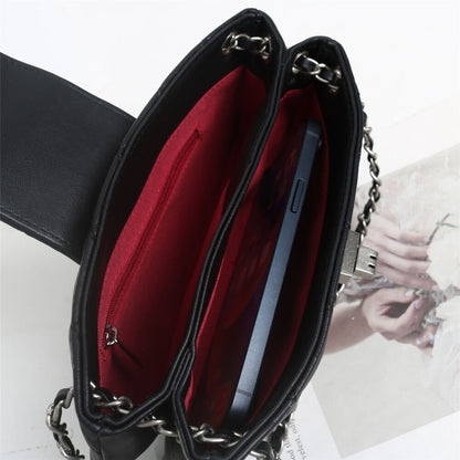 Small Mini Quilted Lambskin Leather Purse Clutch Wallet with Chains Shoulder Bag