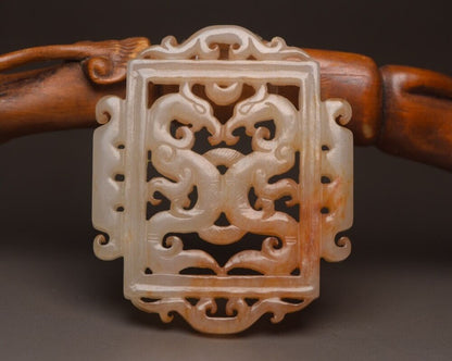 Chinese Old Natural Hetian Jade Carved Exquisite Unique Figurine Pendant Jewelry