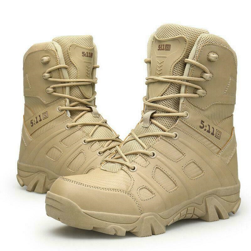 Men Military Outdoor Boots Non-Slip Tactical Leather Trainer Desert Combat Boots