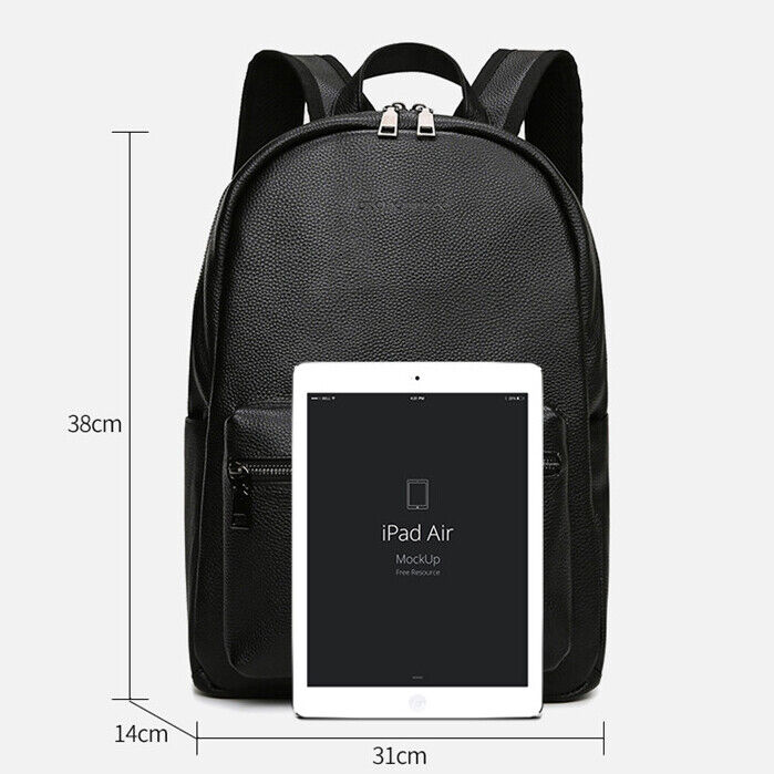 Top Cow Leather Black Men's bag, Soft Leather Large Capacity Backpack Travel Bag