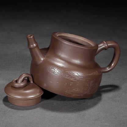 Chinese Yixing Purple Clay Teapot Zisha Ceramic Landscape Teaware Collection Art