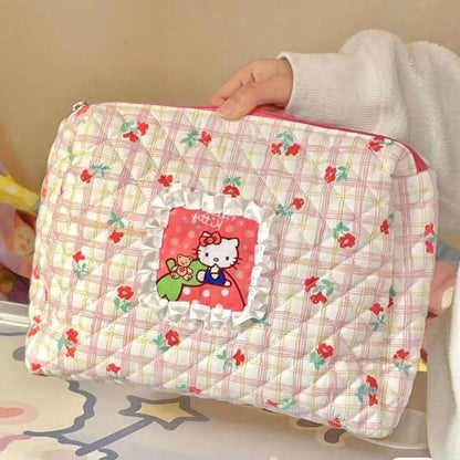 Women Girl's Flower Hello Kitty Makeup Bag Cosmetic Case Travel Storage Pouch