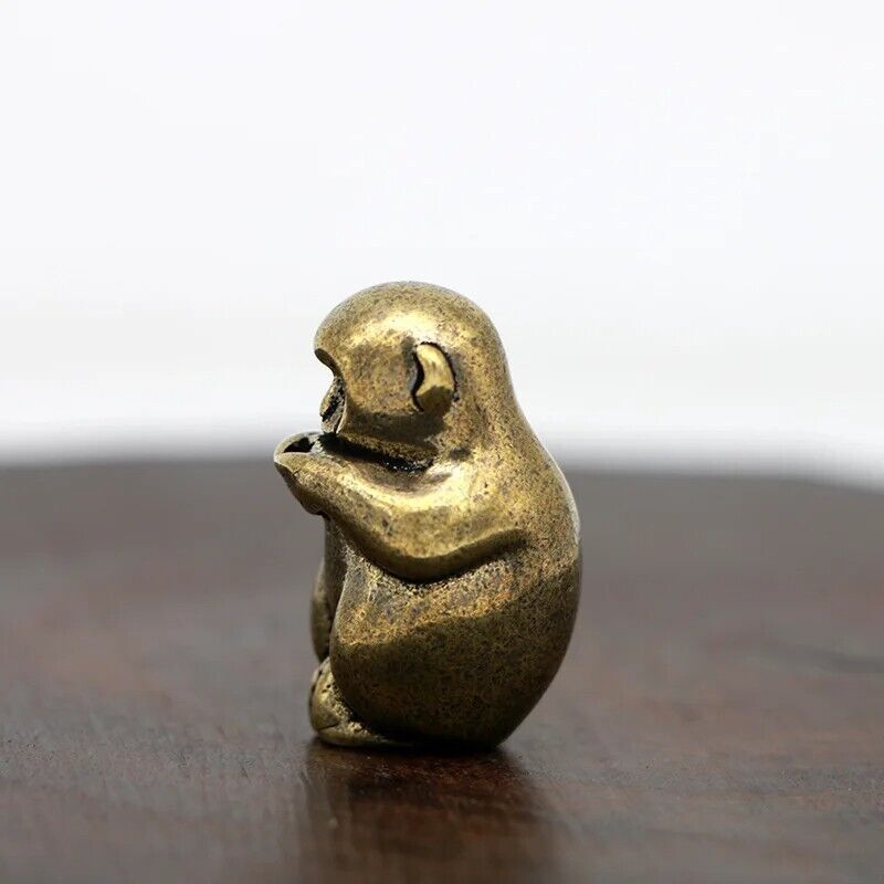 Incense Holder Mini Vintage Brass Monkey Statue Figure Home Sculptures 2.9x1.5cm