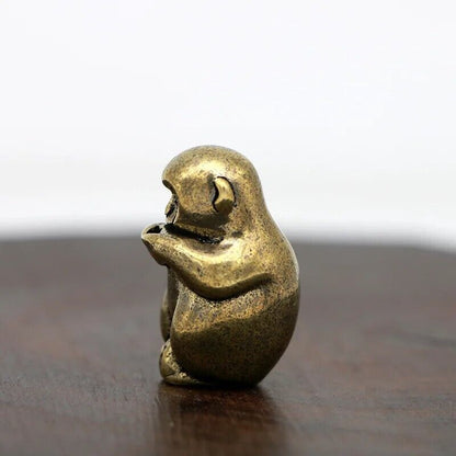 Incense Holder Mini Vintage Brass Monkey Statue Figure Home Sculptures 2.9x1.5cm
