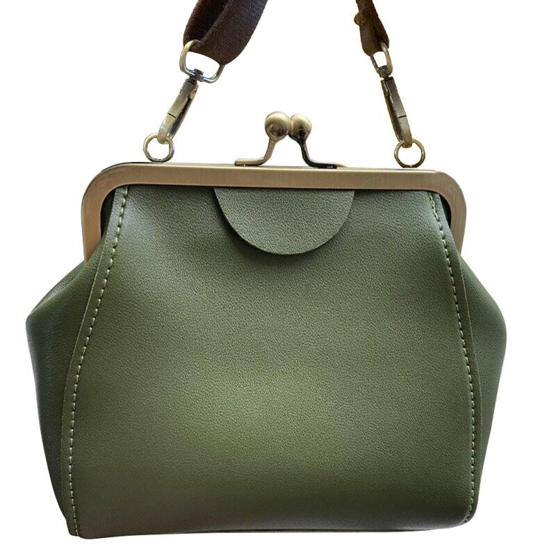 Army Green Wide Bags Women Shoulder Bags Crossbody Handbag PU Leather Bag
