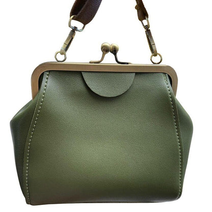 Army Green Wide Bags Women Shoulder Bags Crossbody Handbag PU Leather Bag