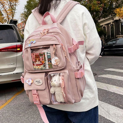 Women Backpacks Waterproof Multi-Pocket Nylon School Student Bag 40*11*30 CM 1PC