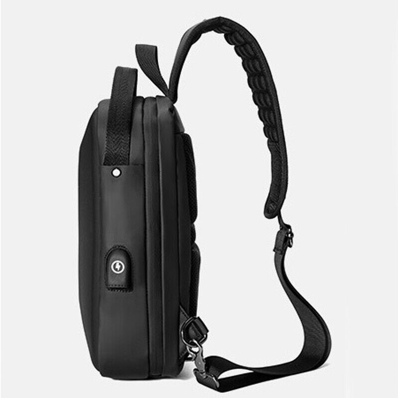 Men's Sling Backpack EVA Waterproof Crossbody Bag USB Outdoor Casual Daypack