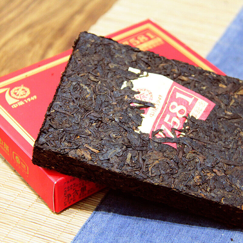 CHINATEA Zun Xiang 7581 Pu-erh Tea Brick 2019 250g Ripe Puer 70th Anniversary