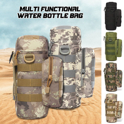 Tactical Molle Water Bottle Pouch Kettle Climbing Waist Shoulder Bag Outdoor
