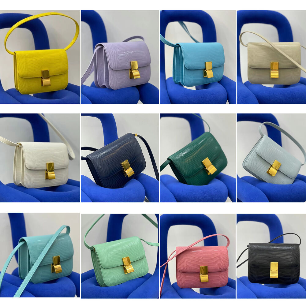 Lizard Effect Real Leather Flap Box bag Shoulder bag Purse Crossbody Square bag