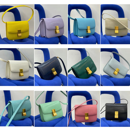 Lizard Effect Real Leather Flap Box bag Shoulder bag Purse Crossbody Square bag