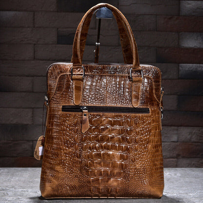 100% Genuine Leather Men's Business Handbags Crocodile Crossbody Shoulder Bags