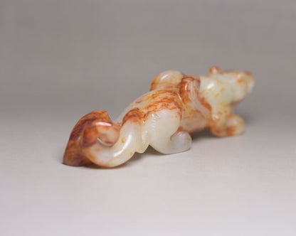Chinese Antique Hetian Jade Carved Sculpture Exquisite Beast Statue Figurines