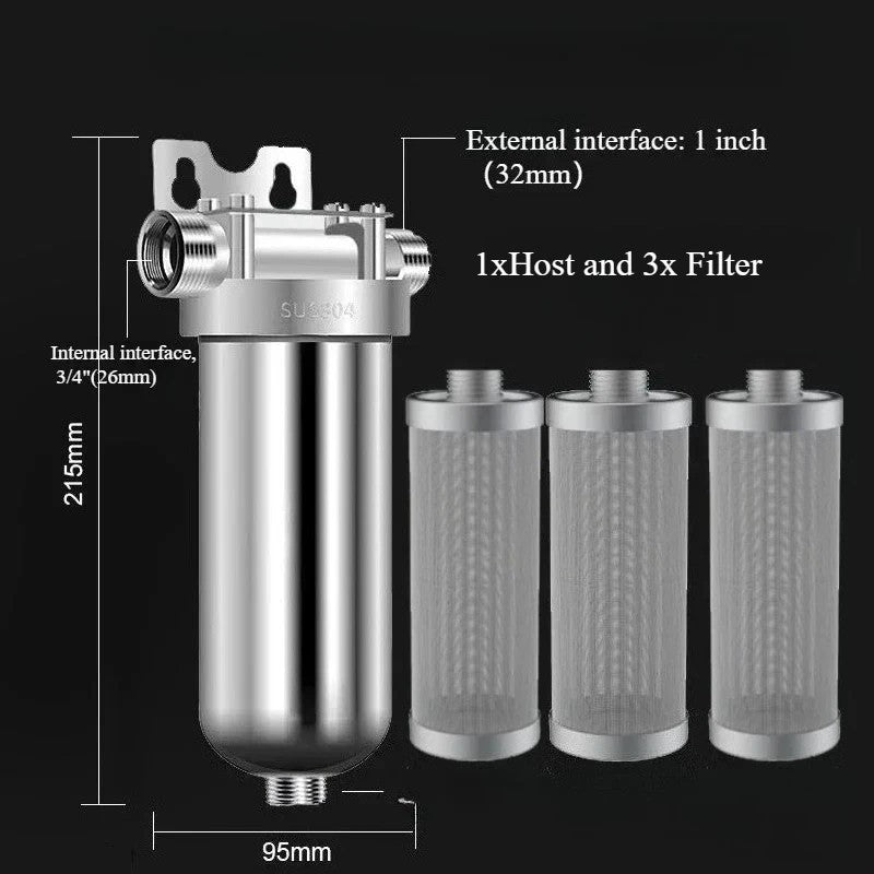 Whole House Water Filter for Household 304 Stainless Steel Backwashing Function