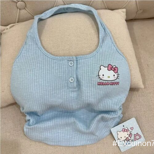 Hello Kitty Cute ladies Crop Top - Blue，Pink high quality
