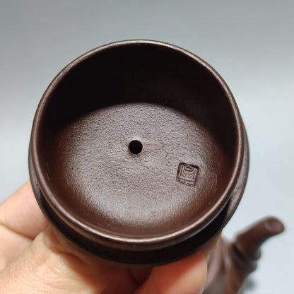 Vintage Chinese Yixing Purple Clay Teapot Zisha Ceramic Bamboo Teaware Collector