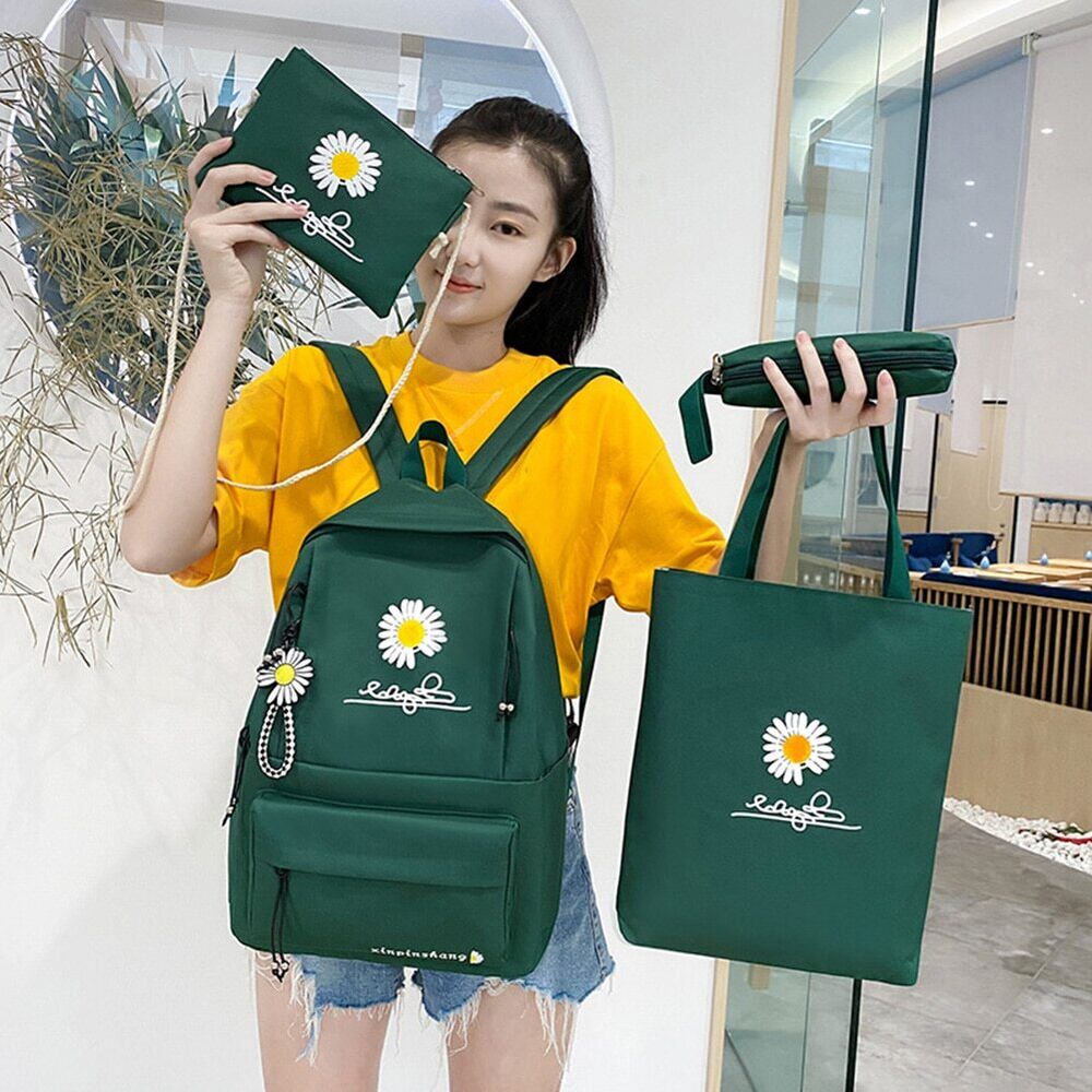 4Pcs/Set Women School Backpacks Schoolbag Teenagers Girls Student Book Bag Boys