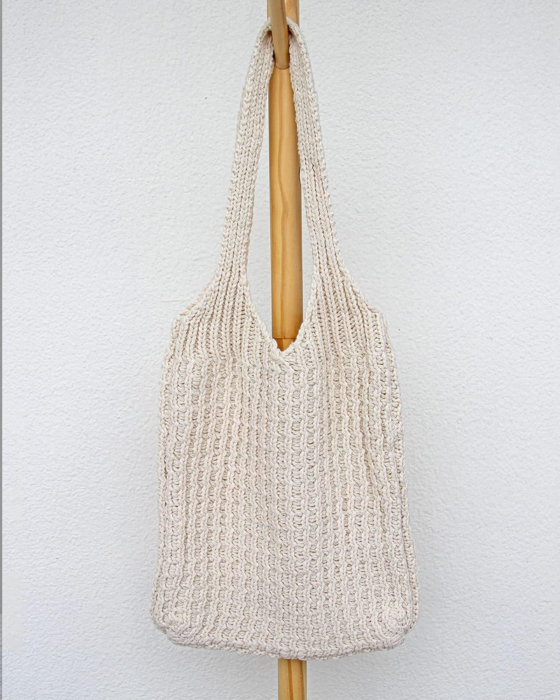 ENBEI Women's Shoulder Handbags Hand crocheted Bags large White